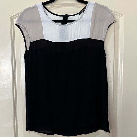 ANTHROPOLOGIE ELLA MOSS Short Blouse White Black Women’s XS - Picture 1 of 6